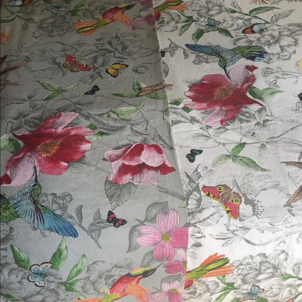 Pottery Barn 100% Cotton Full/Queen Duvet Cover Hummingbirds Butterflies Floral